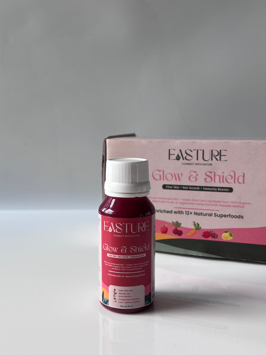 Glow & Sheild | Inner glow with our advanced ABC + Greens Superfood Shots for Skin, hair & immunity.